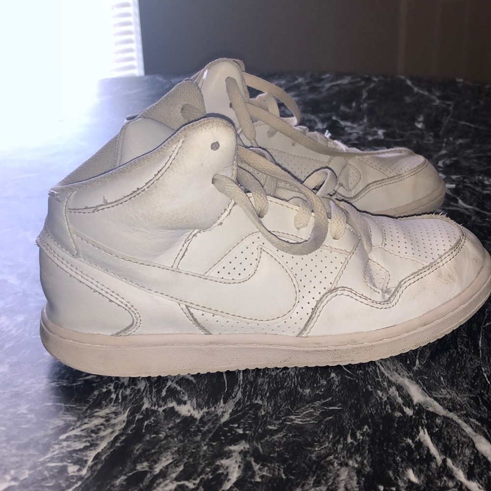 Boys Nike all white shoes